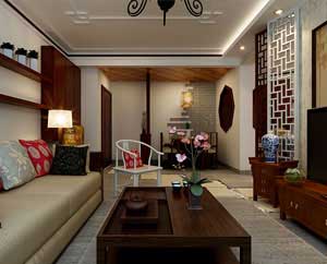 天海譽(yù)天下110平米二室二廳新中式裝修效果圖