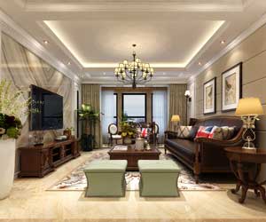 海棠灣138㎡三室兩廳兩衛(wèi)簡(jiǎn)歐裝修效果圖