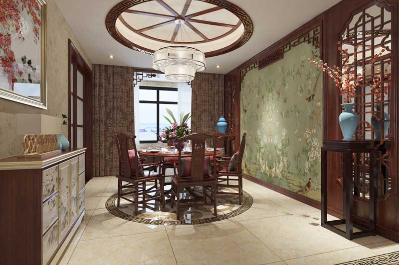 世紀(jì)名園260平米四室二廳三衛(wèi)新中式裝修效果圖