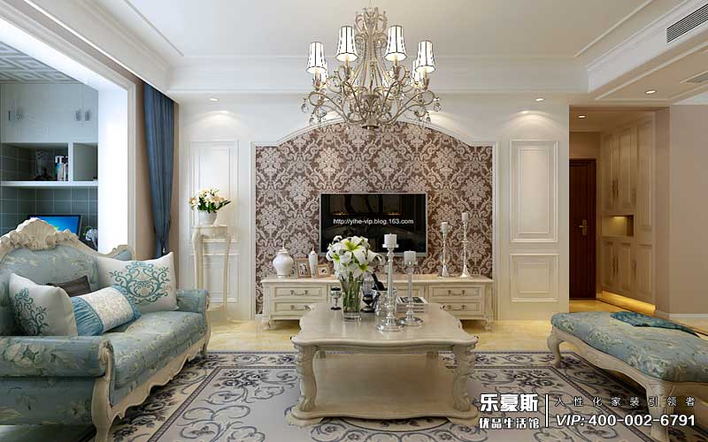 保利花園130平米簡歐風格裝修效果圖