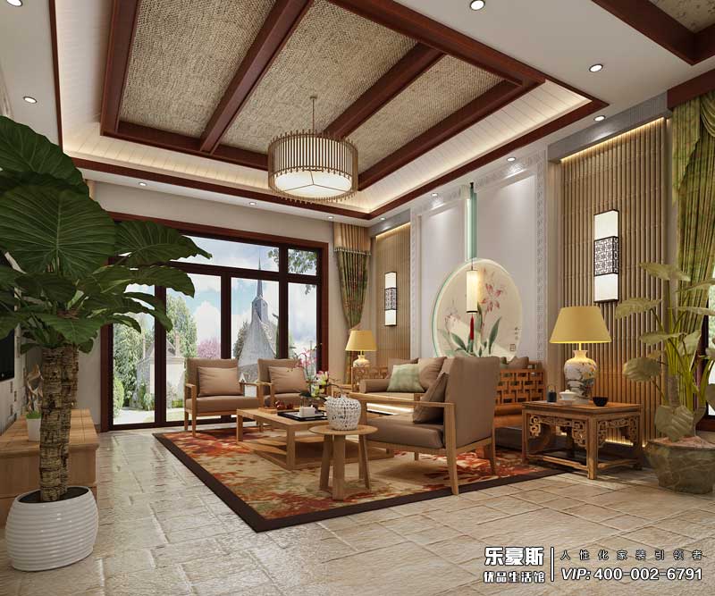 星湖國際花園新中式風(fēng)格裝修效果圖