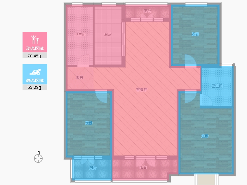 天璽名著3室2廳2衛(wèi)1廚138.㎡動靜區(qū)分