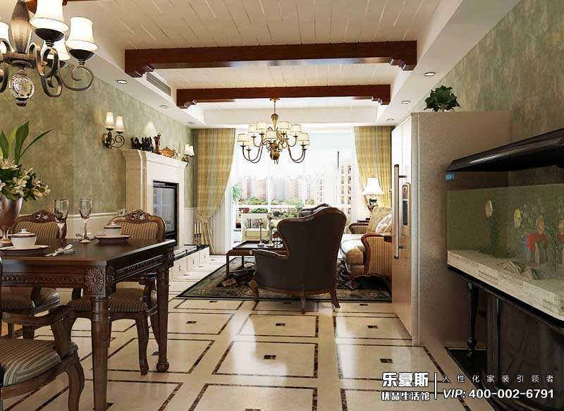 國仕山155平米美式風(fēng)格裝修效果圖