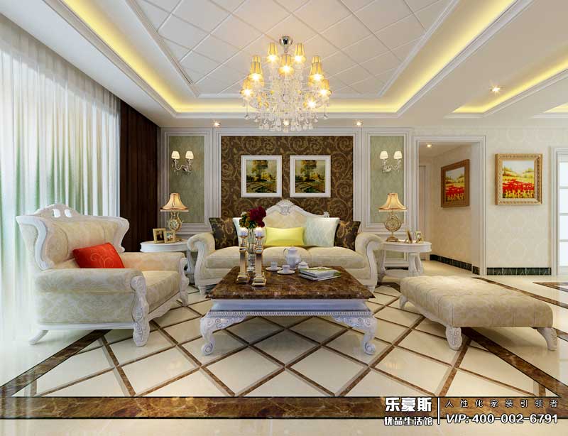 盛邦大都會139平米簡歐風格裝修效果圖