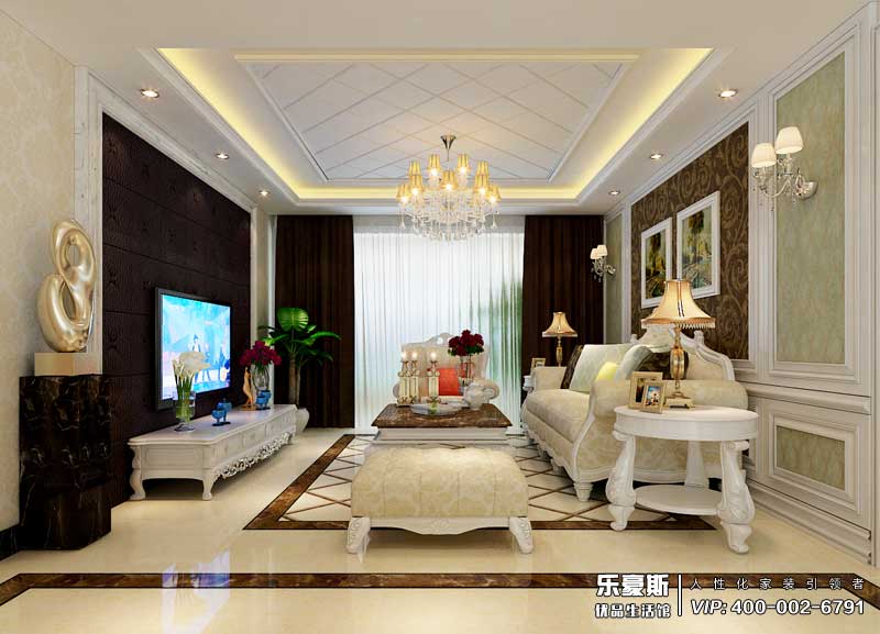 盛邦大都會139平米簡歐風格裝修效果圖