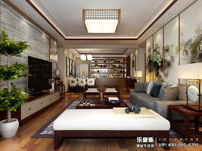 金海華府三室兩廳新中式風(fēng)格裝修效果圖