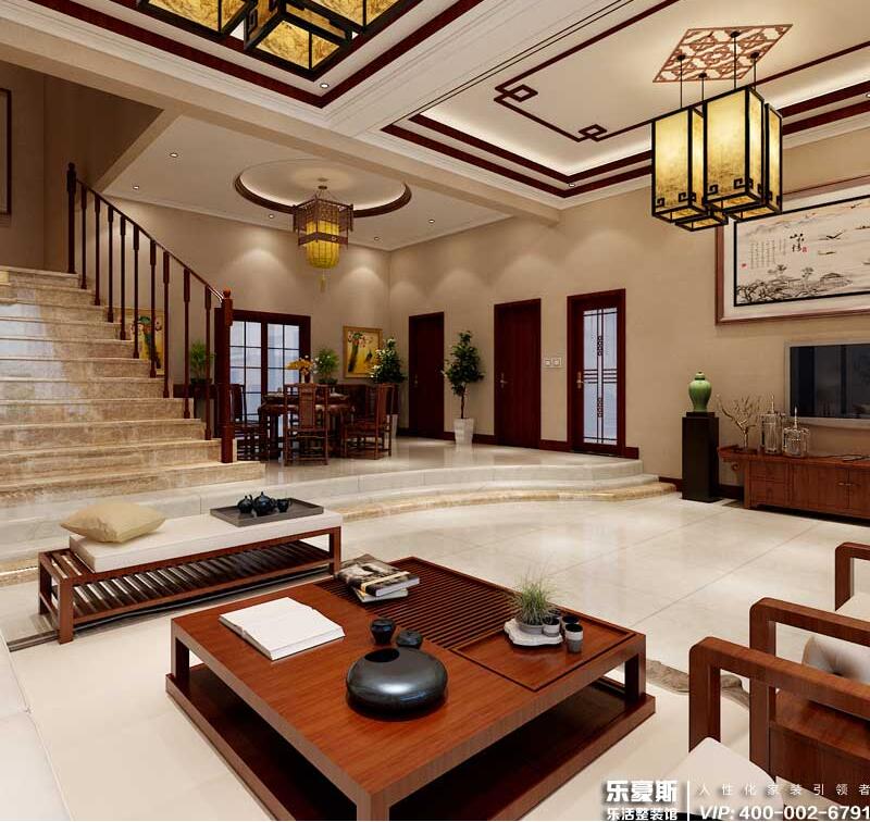 瓏璽山中式風格別墅裝修效果圖 