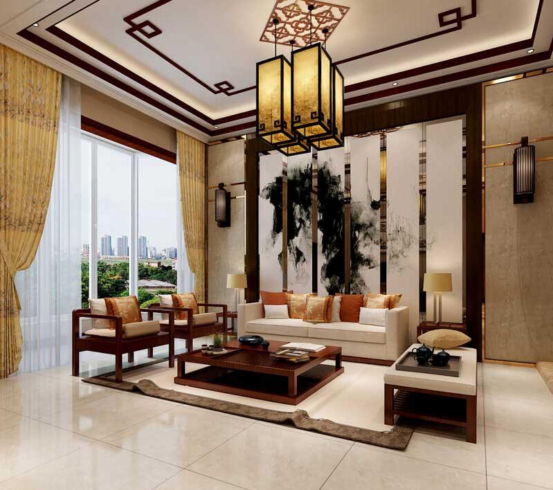 瓏璽山中式風格別墅裝修效果圖 