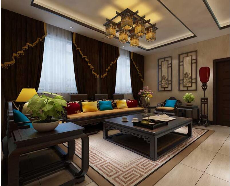 瓏璽山中式風格別墅裝修效果圖 