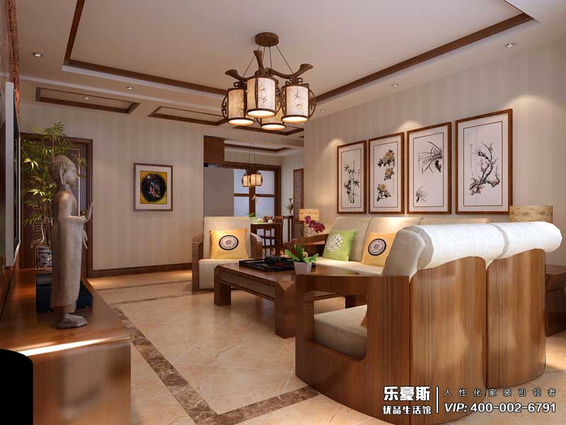 天海御天下三室兩廳新中式風格裝修效果圖