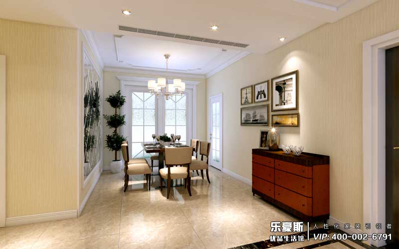 瀚唐三期三室兩廳美式風格裝修效果圖