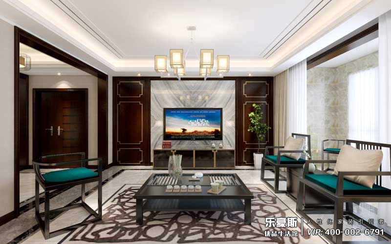 盛世御城三室兩廳新中式風格裝修效果圖