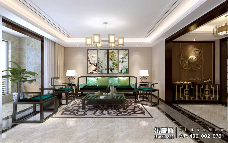 盛世御城三室兩廳新中式風格裝修效果圖