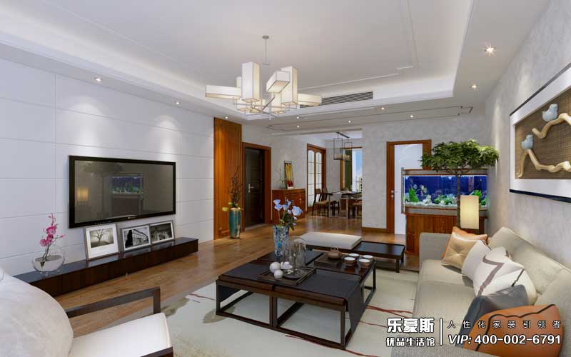 廣安云裳125平米現(xiàn)代中式裝修效果圖