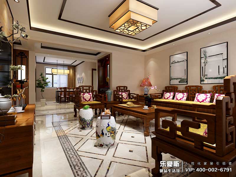 瀚唐三期200平米新中式風格裝修效果圖