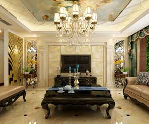 泰豐觀湖160平米裝修設(shè)計(jì)效果圖，美式風(fēng)格的華麗霓裳