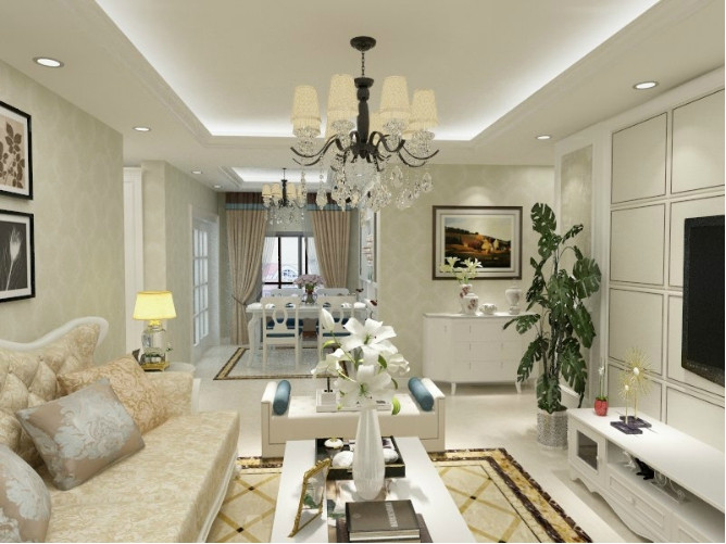 保利花園/簡歐風格/124㎡/兩室兩廳