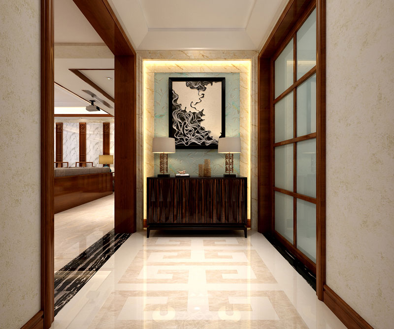 天山熙湖面積138平米三室二廳兩衛(wèi)新中式裝修效果圖