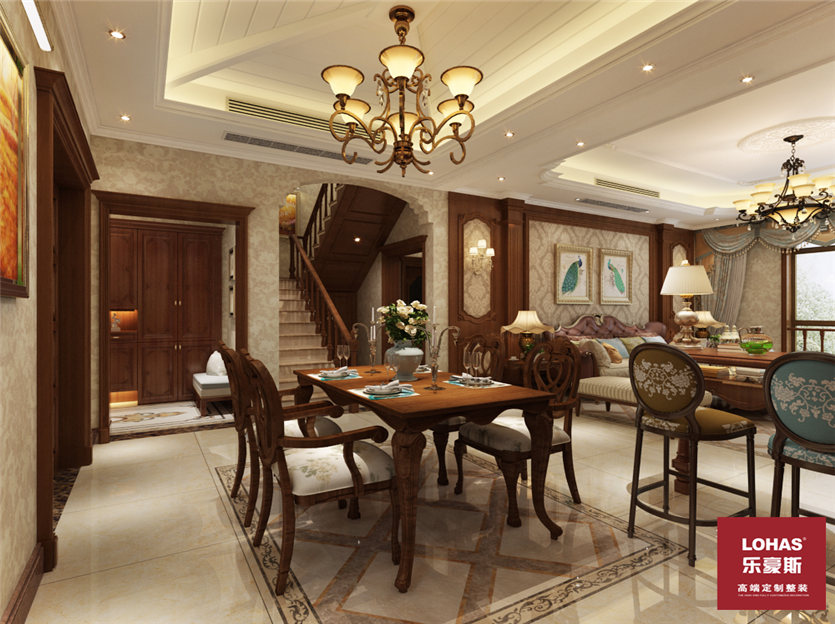 秦皇半島200平美式風(fēng)格裝修案例