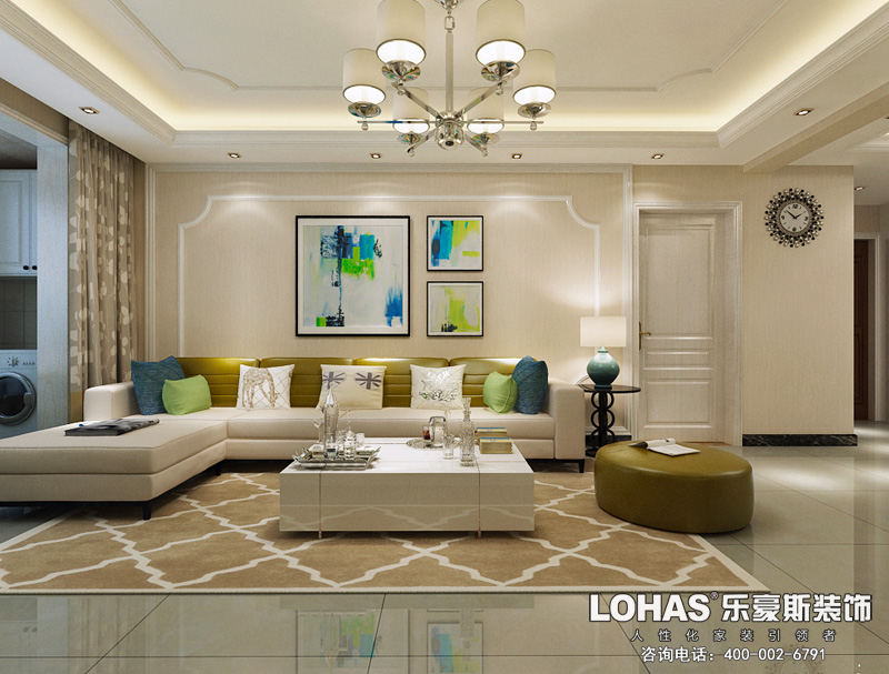 邢臺中廈御園125平米三室兩廳簡歐風(fēng)格