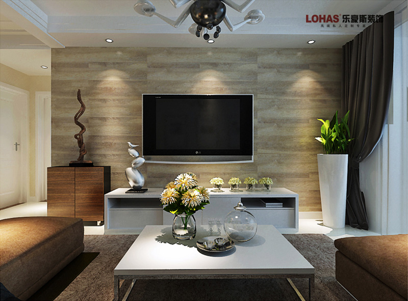 保利花園92㎡兩室兩廳現(xiàn)代簡(jiǎn)約裝修效果圖