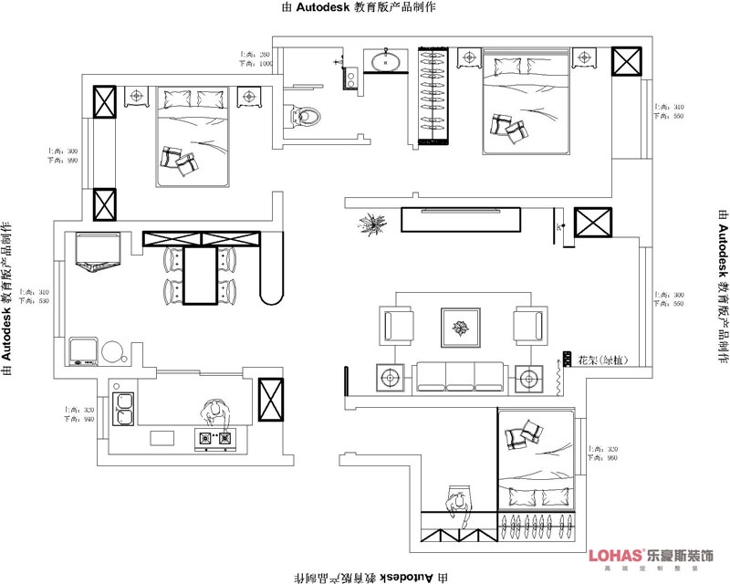 潤德天悅城118平米三室兩廳北歐風(fēng)格