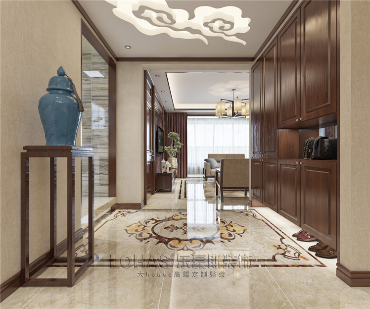 匯景花園110平米三室新中式風(fēng)格裝修效果圖