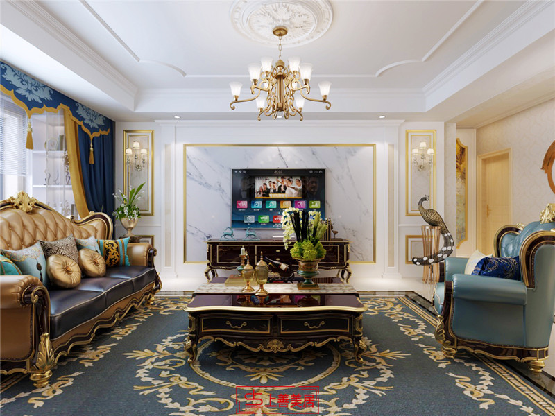 祥云國(guó)際130平美式客廳