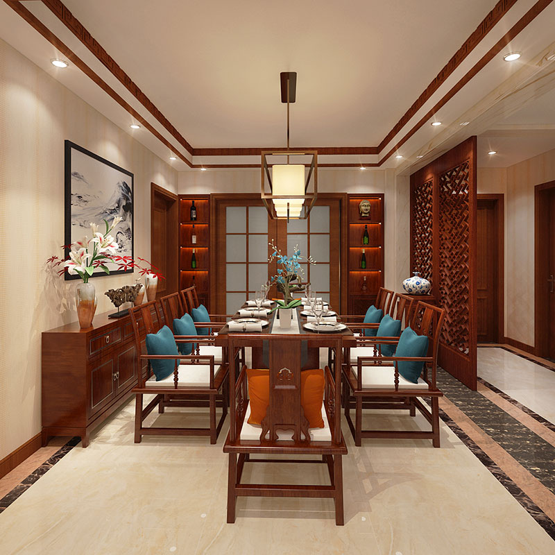 瀚唐小區(qū)中式裝修效果圖