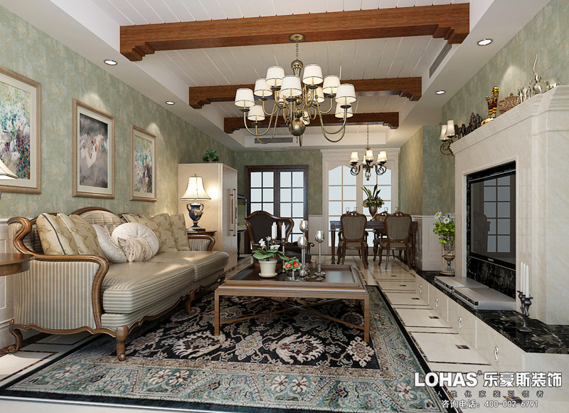 國(guó)仕山155平米三室兩裝修效果圖