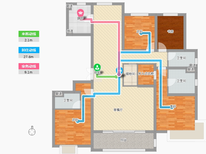 中冶德賢公館4室2廳3衛(wèi)1廚186.00㎡戶型動靜線圖 中冶德賢公館4室2廳3衛(wèi)1廚186.00㎡戶型動靜線圖