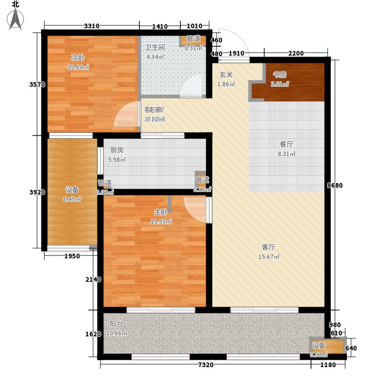 林蔭大院2室1廳1衛(wèi)1廚100.00㎡戶型圖