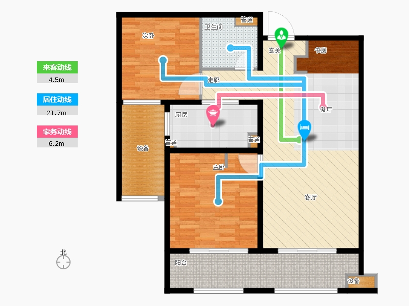 林蔭大院2室1廳1衛(wèi)1廚100.00㎡動(dòng)線圖