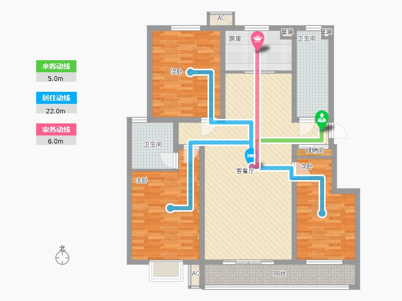 漢嘉海語(yǔ)城3室1廳2衛(wèi)1廚159.00㎡動(dòng)線(xiàn)圖