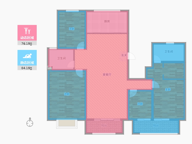 漢嘉海語城4室2廳2衛(wèi)1廚206.00㎡動靜分區(qū)圖