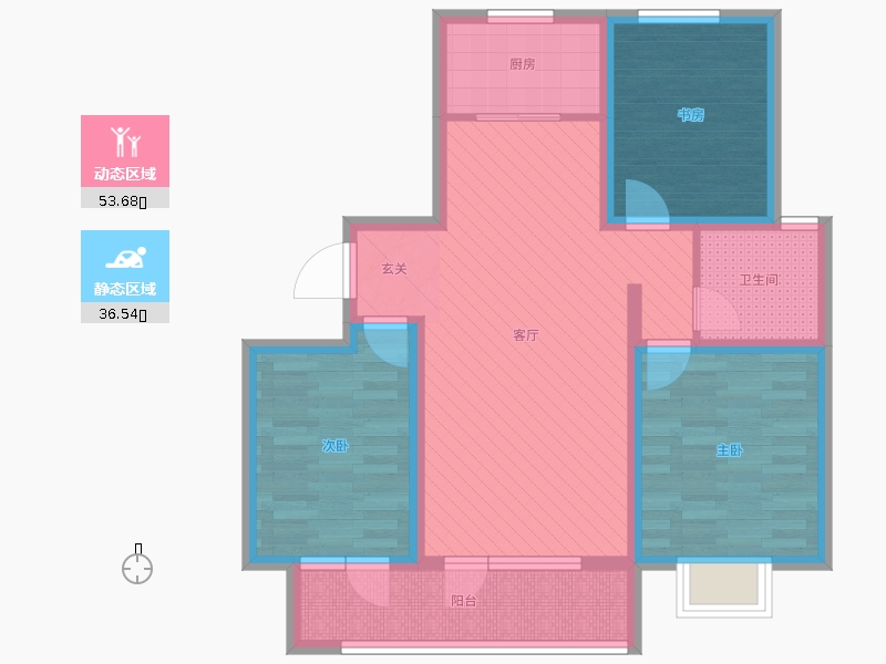 榮盛錦繡學府3室1廳1衛(wèi)1廚115.00動靜分區(qū)圖