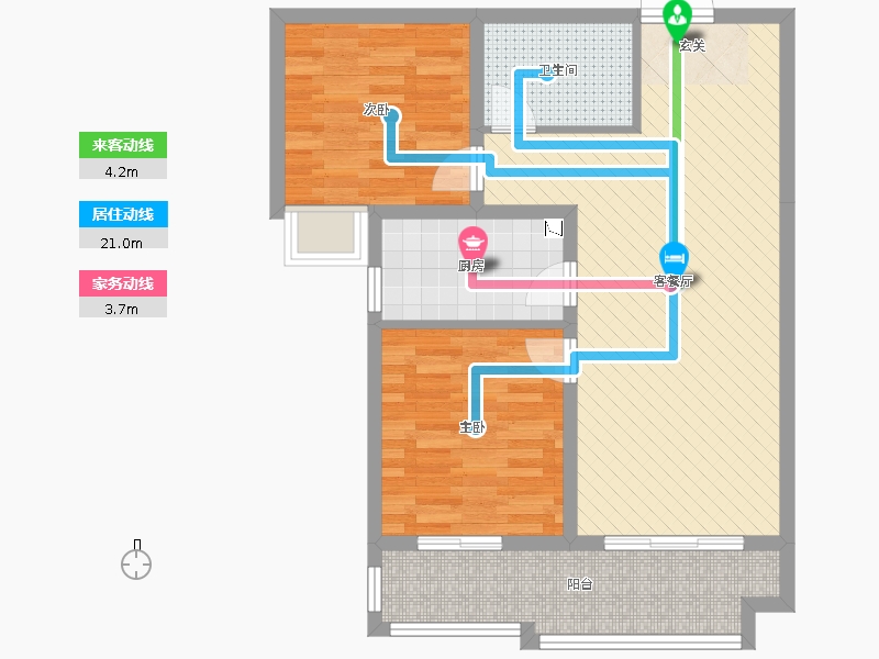 赫石府2室2廳1衛(wèi)1廚94.00㎡動(dòng)線圖