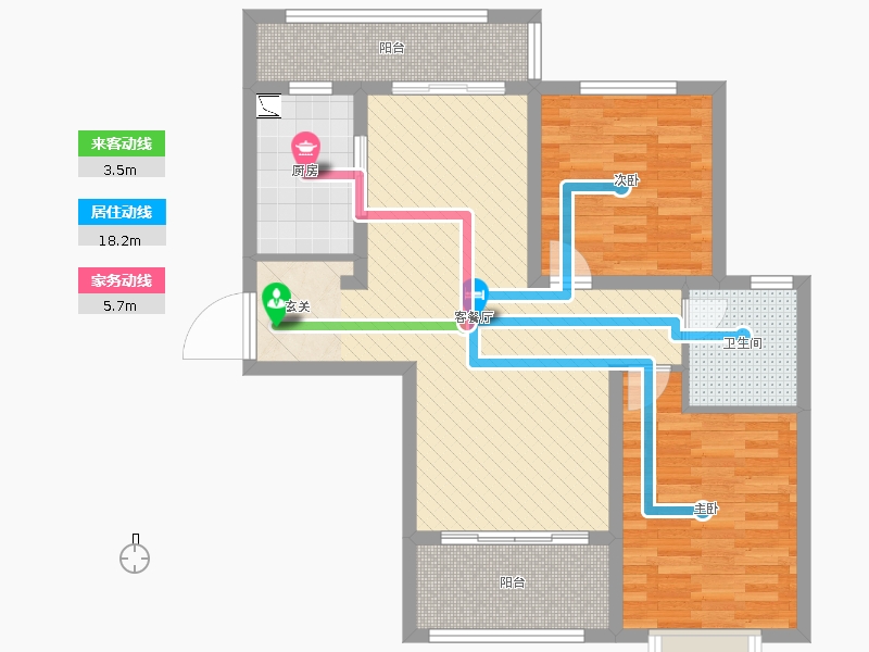 赫石府2室2廳1衛(wèi)1廚99.00㎡動(dòng)線圖