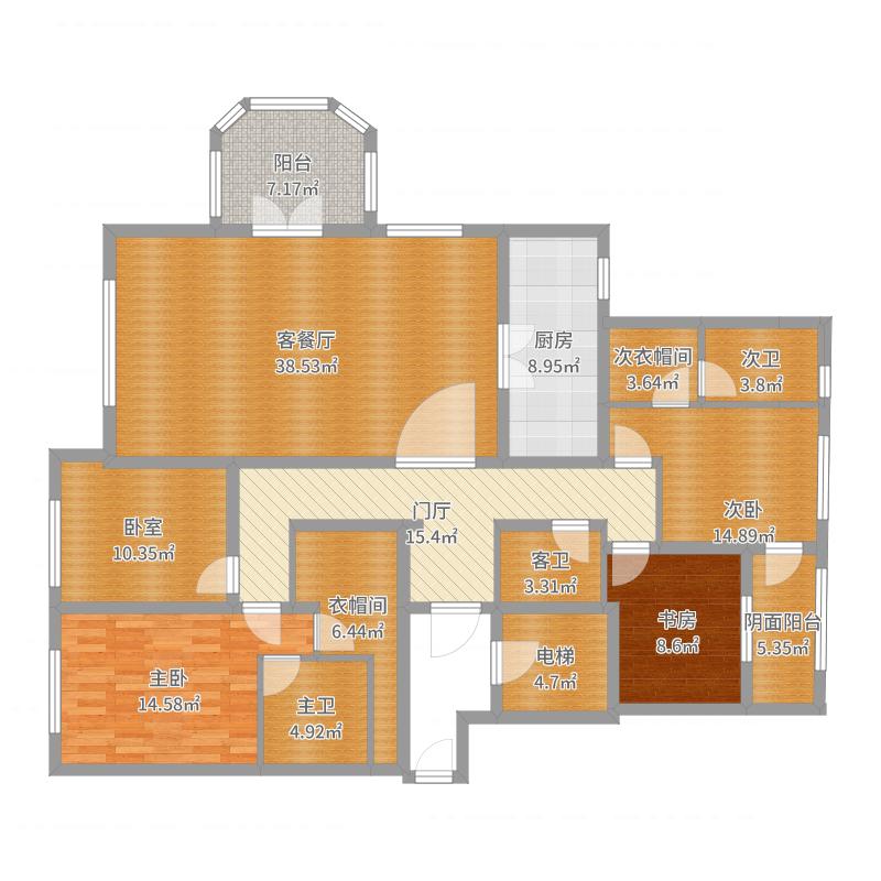 天山九峯3室2廳0衛(wèi)1廚177.00㎡戶型圖