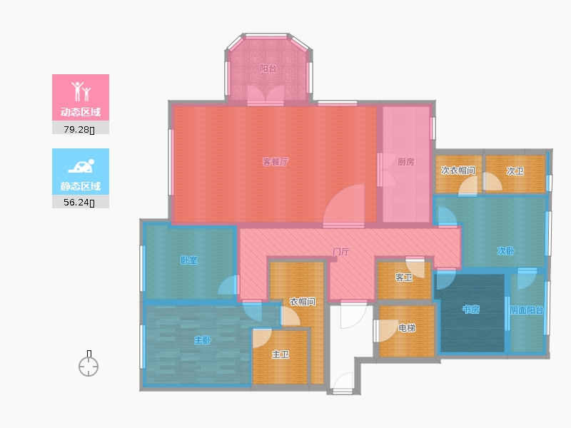 天山九峯3室2廳0衛(wèi)1廚177.00㎡動(dòng)靜分區(qū)圖