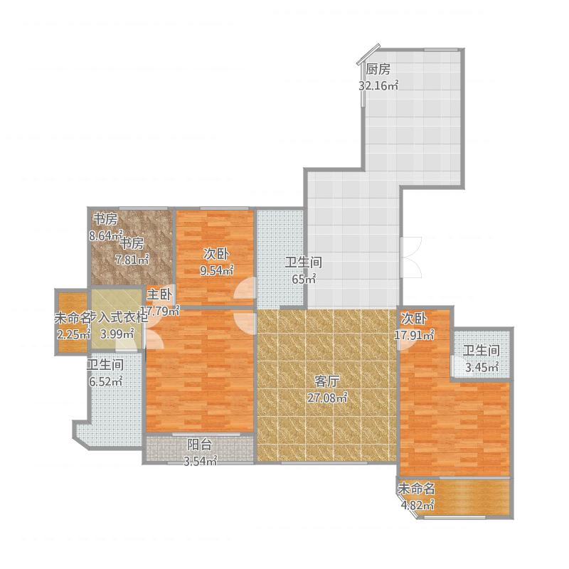 天山九峰3室0廳5衛(wèi)0廚191.00㎡戶型圖