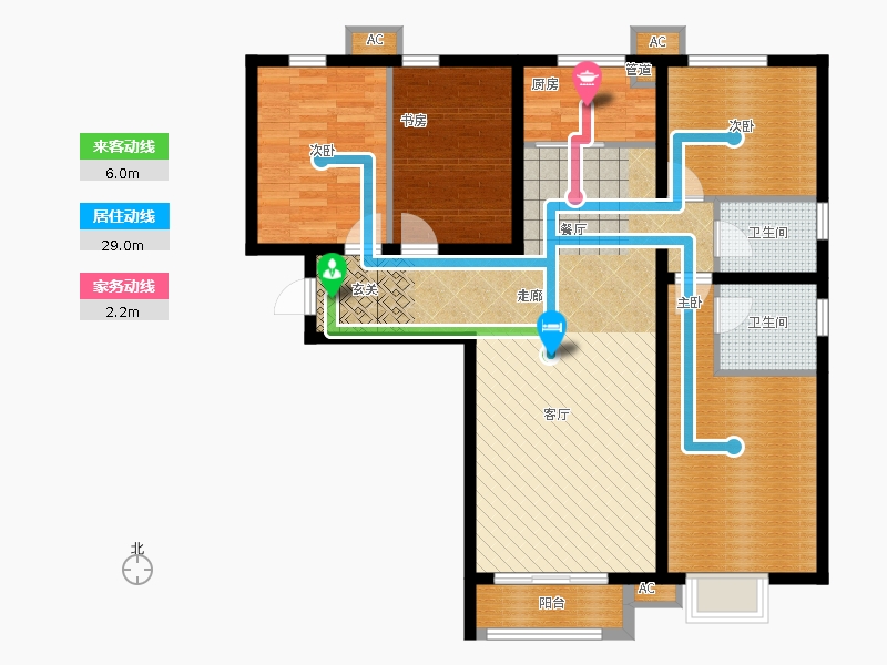 弘石灣4室2廳2衛(wèi)1廚149.00㎡動線圖