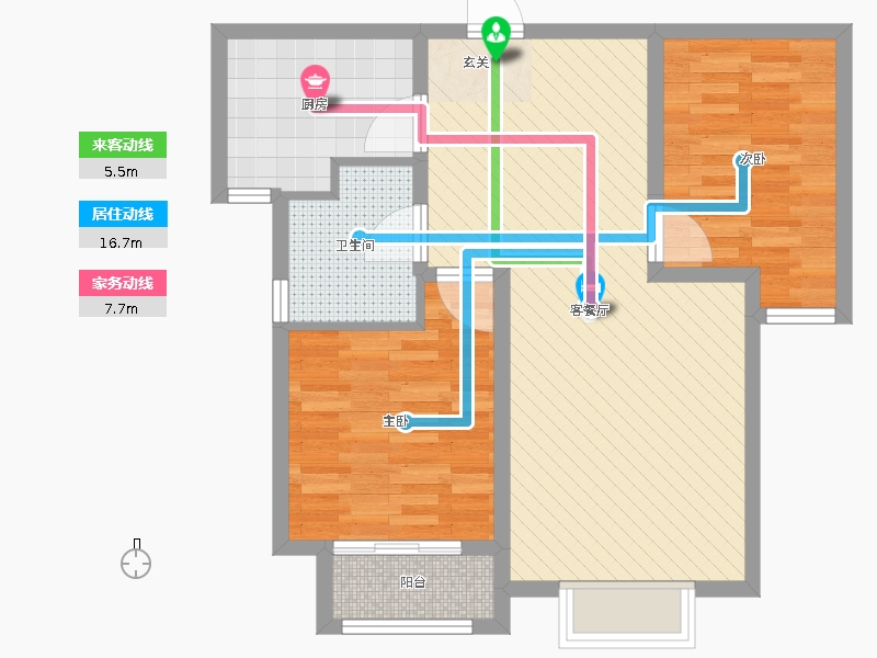 雨荷水岸2室2廳1衛(wèi)1廚88.00㎡動(dòng)靜線圖