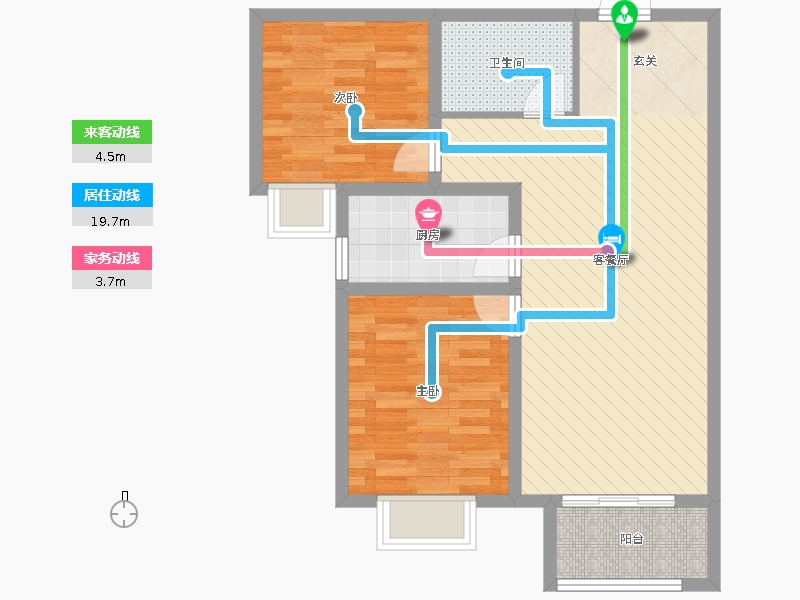 雨荷水岸2室2廳1衛(wèi)1廚88.00㎡動靜線圖