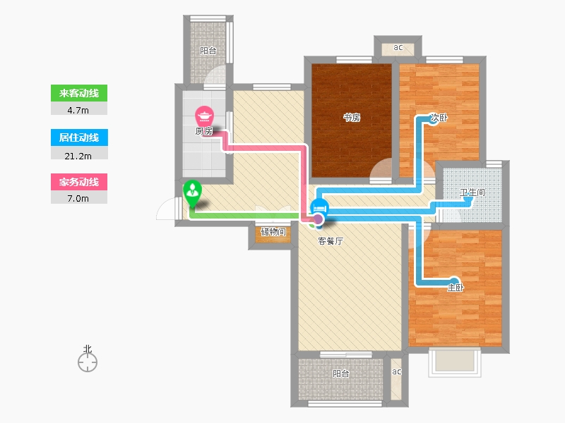盛世御城3室1廳1衛(wèi)1廚127㎡動靜線圖