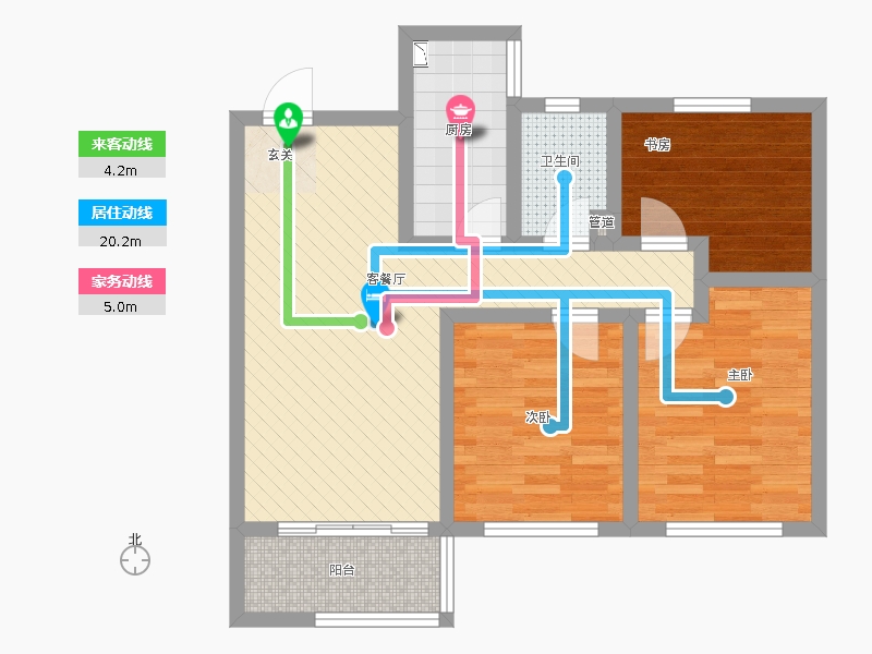 長久中心公園9號3室1廳1衛(wèi)1廚99㎡動靜線圖