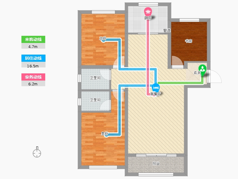 天海容天下3室2廳2衛(wèi)1廚137㎡動(dòng)靜線圖