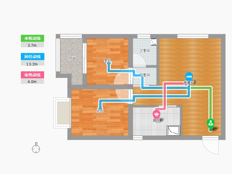 潤(rùn)德天悅城2室2廳2衛(wèi)1廚61㎡動(dòng)靜線圖