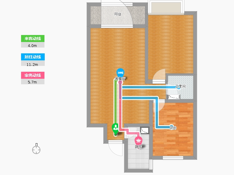 潤德天悅城1室2廳1衛(wèi)1廚78㎡動靜線圖