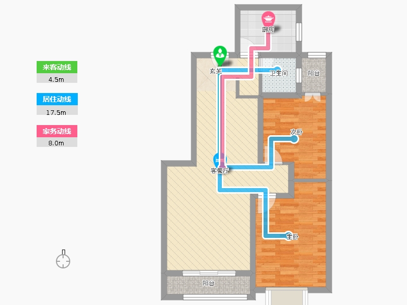 潤德天悅城2室2廳1衛(wèi)1廚89㎡動靜線圖